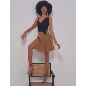 NWT FILIARMI Black/BrownFauna Silk Sleeveless Short Dress/Set, size 4